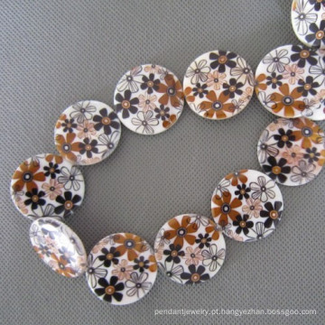Casca, flor marrom disco Shell Beads (SHB2008)